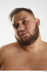 Head Man White Overweight Studio photo references